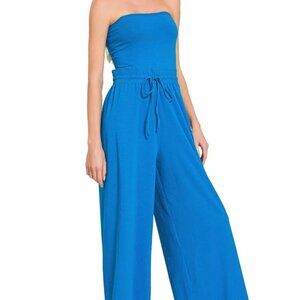 Zenana Tube Top Jumpsuit with Drawstring Waist